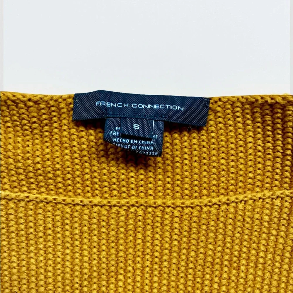 French Connection Mustard Cropped Women's Sweater with Boatneck - Picture 2 of 4